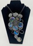 Handmade Iridescent Bead & Wire-Wrapped Spiral Necklace
