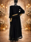 Black Anarkali Suit with Golden Embroidery – Size 40-front