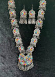 Elegant Silver-Tone Necklace & Earrings Set with Colorful Accents – with holder