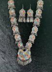 Elegant Silver-Tone Necklace & Earrings Set with Colorful Accents