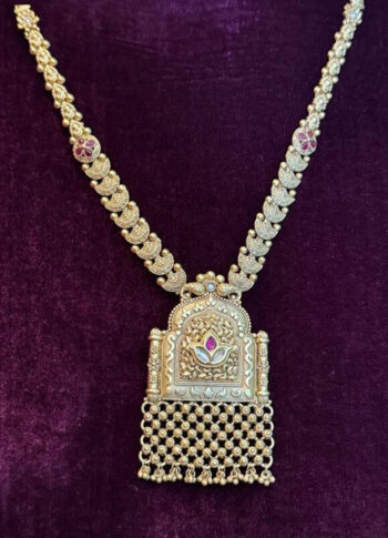 Heritage-Gold-Plated-Brass-Necklace-with-Intricate-Pendant