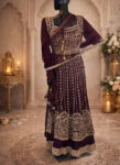 Maroon Anarkali Suit with Beige Embroidery – Size L-front