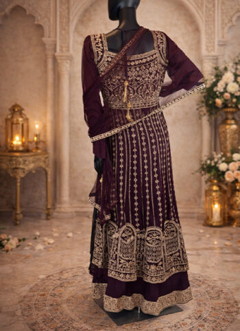 Maroon-Anarkali-Suit-with-Beige-Embroidery-–-Size-L-back