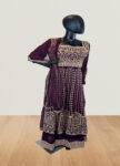 Maroon Anarkali Suit with Beige Embroidery – Size L