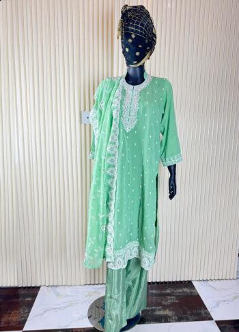 Pastel Green Silk Sharara Suit – Size 46