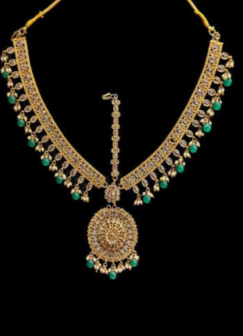 Royal Gold-Plated Necklace with Emerald Green Stone Accents - original