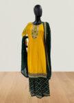 Yellow & Black Anarkali Suit Set with Dupatta – Size 42