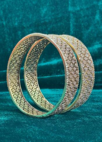 Gold-Plated Brass Bangles with Diamond-Cut Detailing