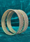 Gold-Plated Brass Bangles with Diamond-Cut Detailing – with holder