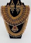 Gold Plated Bridal Layered Necklace Set with Earrings & Pendant