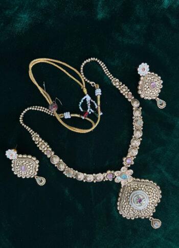 Gold-Plated Mina Work Necklace & Earring Set