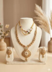 Gold-Plated Mina Work Necklace & Earring Set