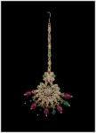 Gold-Plated Ruby, Pearl & Sapphire Tikli – Ornamental Elegance