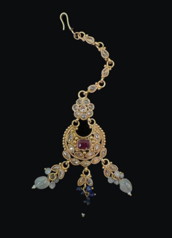Gold-Plated Ruby & Sapphire Tikli – Bridal Elegance - original