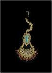 Gold-Plated Stone Tikli with Intricate Design & Gem Detailing