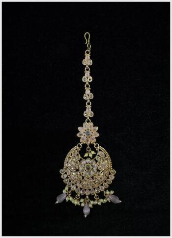 Gold-Plated Tikli with Pearls & Stone Embellishments