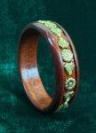 Handcrafted Wooden Bangle with Brass Floral Accents – Size 28