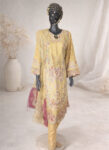 Handmade Yellow Embroidered Shalwar Kameez Set with Dupatta – Crêpe Chiffon Festive Wear