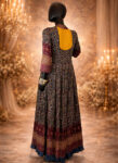 Light Gray Silk Long Gown Set with Trousers & Scarf – Chundri & All-Over Beadwork-front