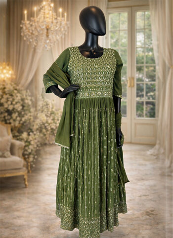 Light-Green-Chiffon-Long-Gown-Set-with-Trousers-Scarf-–-All-Over-Handwork-front