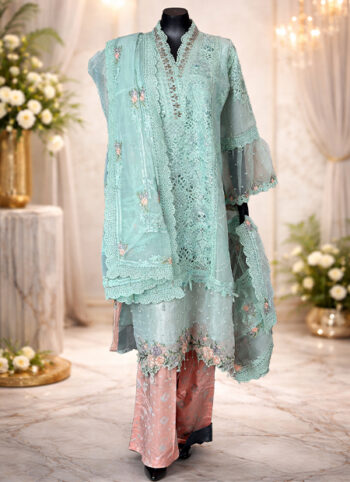 Premium-Organza-Shalwar-Kameez-Set-in-Peach-Baby-Blue-–-Hand-Embroidered-with-Stone-Work-back