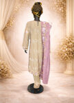 Grey & Pink Chiffon Shalwar Kamiz with Dupatta – Hand Embroidery & Artisanal Work-front