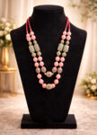 Handmade Pink Marble & Turkish Bead Long Necklace – Elegant Artisan Jewelry-second