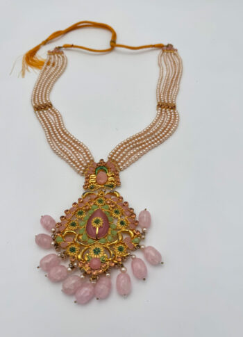 Gold Plated Handmade Necklace with Real Moonstone & Pearls – Elegant Statement Jewelry