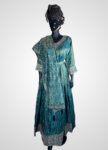 Teal Green Silk Long Gown with Belt & Embroidered Dupatta – Handcrafted Embroidery (Size XL)