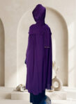 Pinkish Purple Abaya Cape with All-Over Hand & Stone Work – Elegant Free Size Design-front