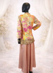White Pinkish Silk Jacket with Loose Pants – Hand-Embroidered Designer Set-front