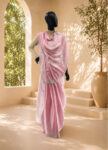 Baby Pink Jimmy Choo Georgette Saree – Handwoven Designer Party Wear