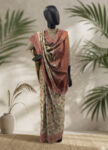 A floral and patterned silk saree, a traditional garment from the Indian subcontinent – front