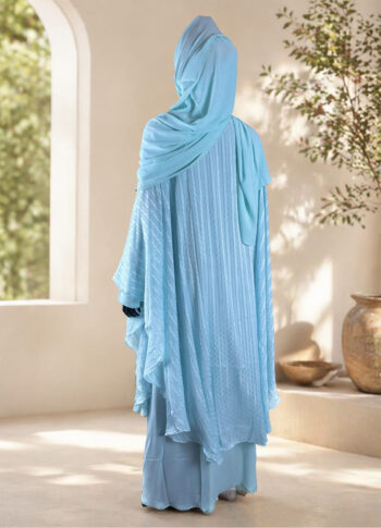 Elegant Two Layer Chiffon Abaya with Matching Scarf – Premium Modest Wear (Size 56) - back
