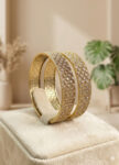 Gold-Plated Brass Bangles with Diamond-Cut Detailing – with holder