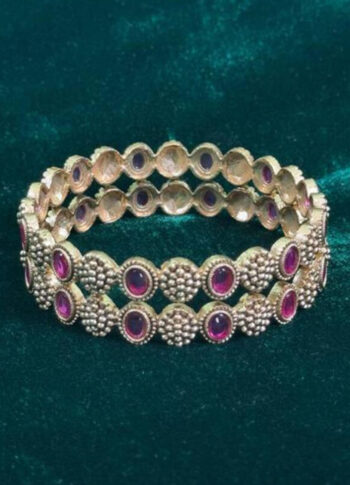 Gold-Plated Brass Bracelet with Pink Gemstones – Handmade Design - original