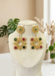 Gold-Plated Brass Earrings with Floral Design & Vibrant Detailing -