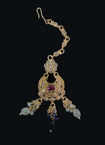 Gold-Plated Ruby & Sapphire Tikli – Bridal Elegance - original
