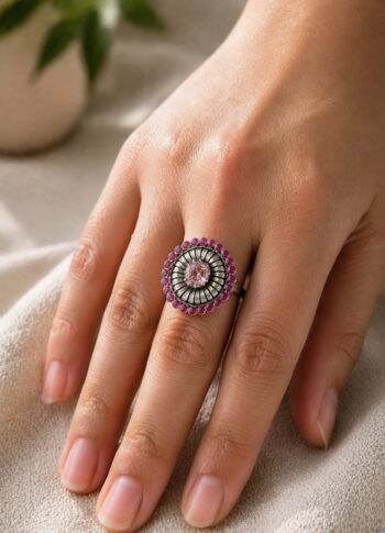 Hand made ring with real Ruby on hundred percent silver