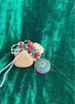 Handcrafted Silver Pendant Necklace with Red and Turquoise Beads –