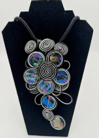 Handmade Iridescent Bead & Wire-Wrapped Spiral Necklace - original