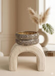 Intricately Designed Silver & Brass Bangles with Stone Detailing (Set of 2) - with holder