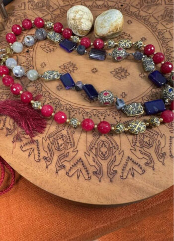 Long Necklace with Turkish Beads, Marble Stones & Glass Work - original