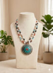 Silver Mosaic Handcrafted Necklace with Pearls –