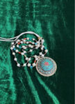 Silver Mosaic Handcrafted Necklace with Pearls –