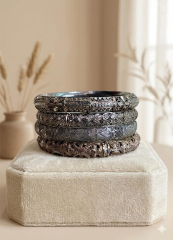 Vintage Oxidized Silver Bangles – Timeless Tribal Charm -