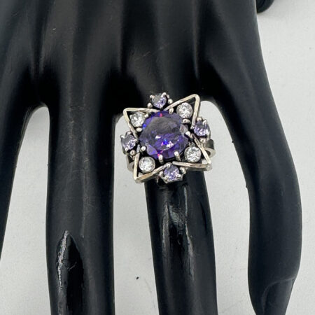 100% Pure silver, handmade star, design, amethyst, and zirconia, stone oxide,works - original