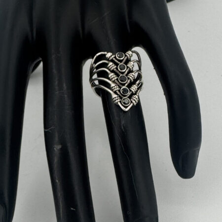 100% Pure silver work with a black zirconia, stone, handmade design oxide, silver work - original