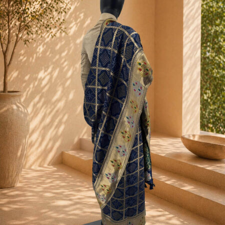 Draped in the timeless elegance of chunri silk, a masterpiece of tradition and grace - back