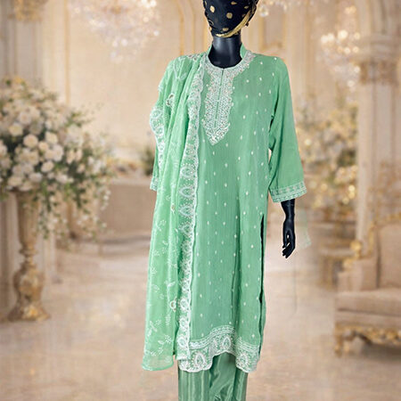 Pastel Green Silk Sharara Suit – Size 46-front